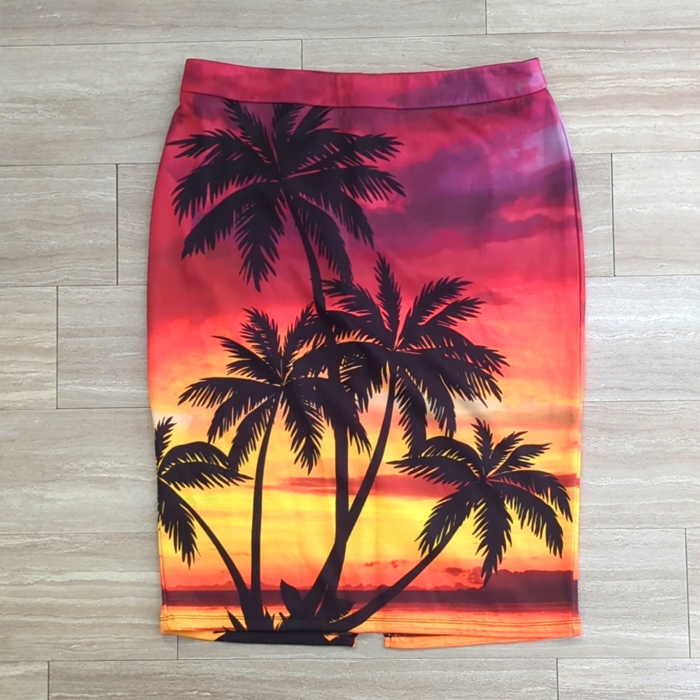 Ashley Stewart Palm Tree Print Skirt